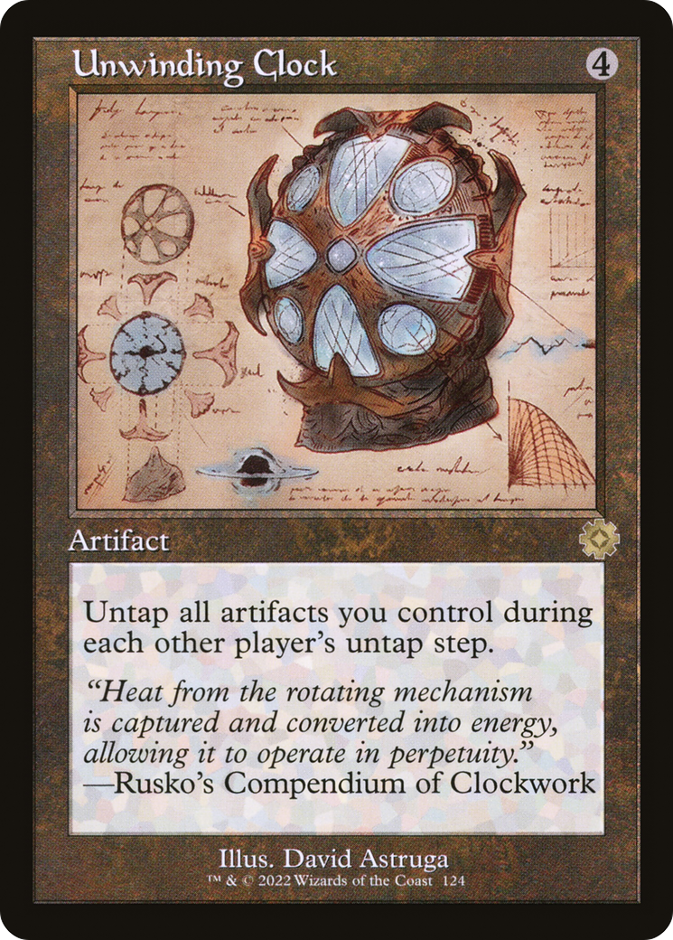 Image of Unwinding Clock (Schematic) (BRR-124) - The Brothers' War Retro Artifacts Foil