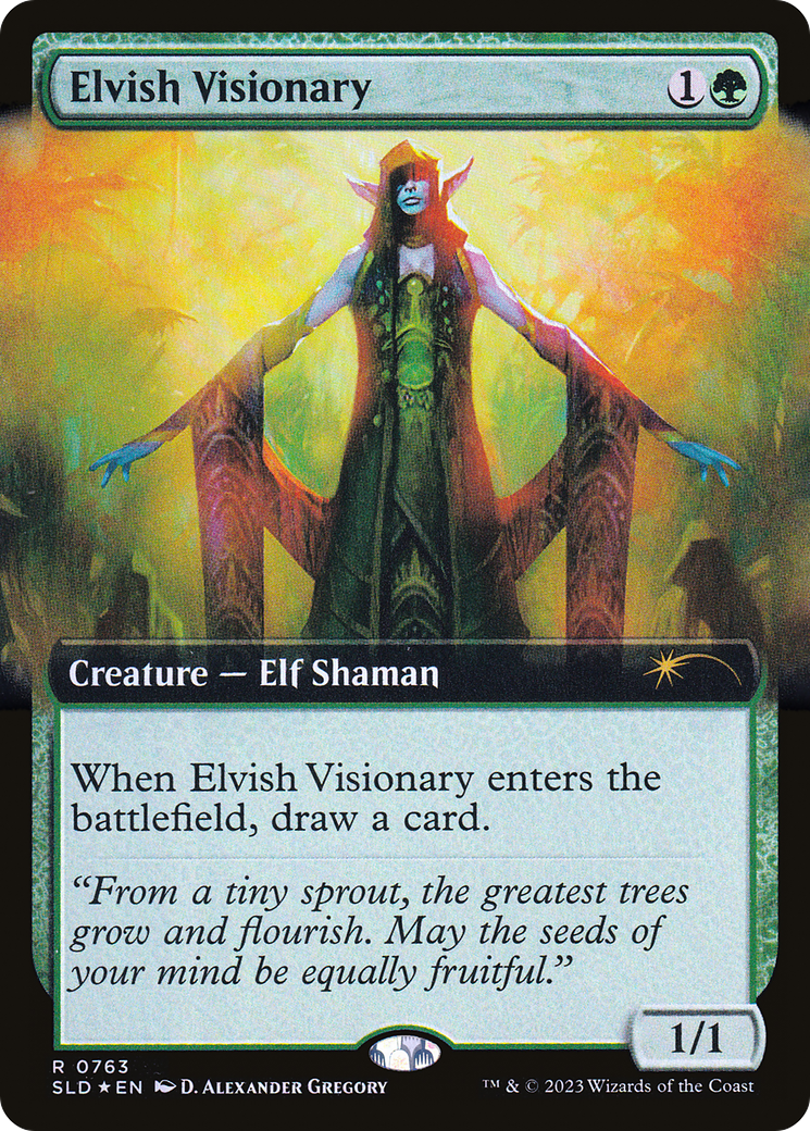 Image of Elvish Visionary (Extended Art) (SLD-763) - Secret Lair Drop: (Extended Art) Foil