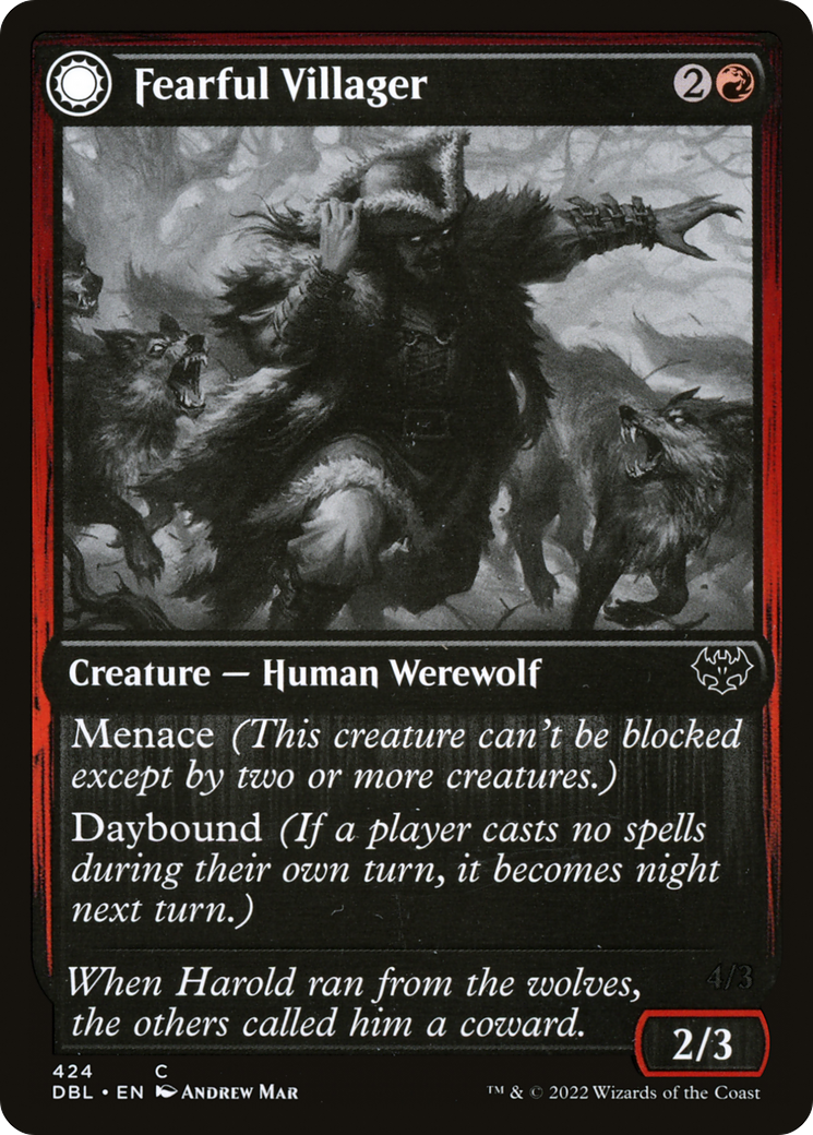 Image of Fearful Villager (DBL-424) - Innistrad: Double Feature: (Double Faced Transform) Foil