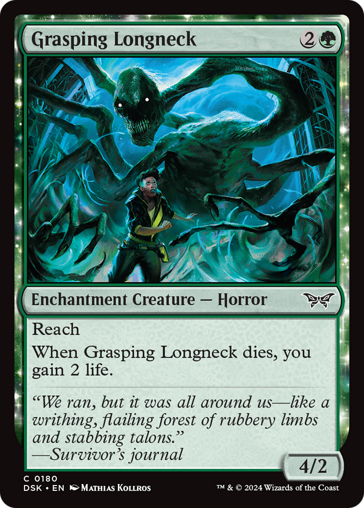 Image of Grasping Longneck (DSK-180) - Duskmourn: House of Horror: (enchantment) Foil