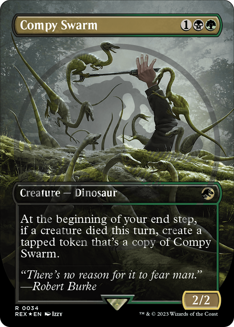 Image of Compy Swarm (Borderless) (Emblem) (REX-034) - Jurassic World Collection (Borderless) Foil