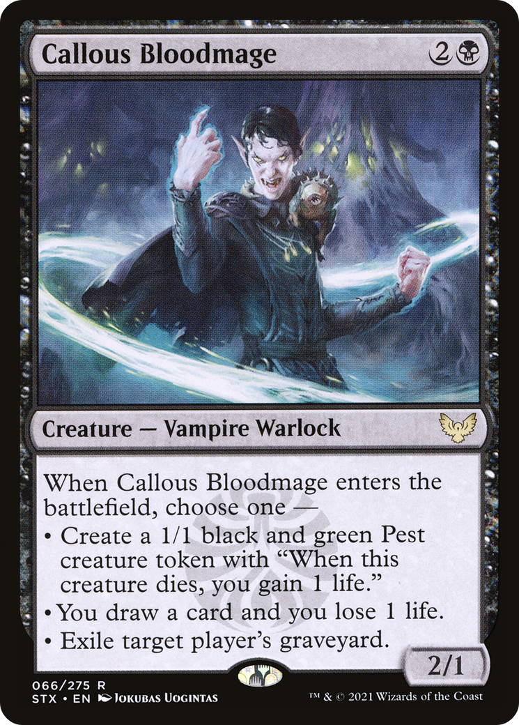 Image of Callous Bloodmage (STX-066) - Strixhaven: School of Mages Foil