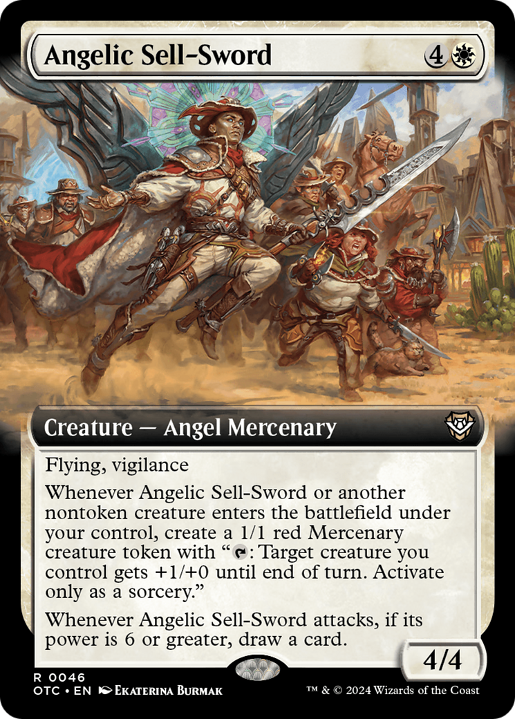 Image of Angelic Sell-Sword (Extended Art) (OTC-046) - Outlaws of Thunder Junction Commander: (Extended Art)