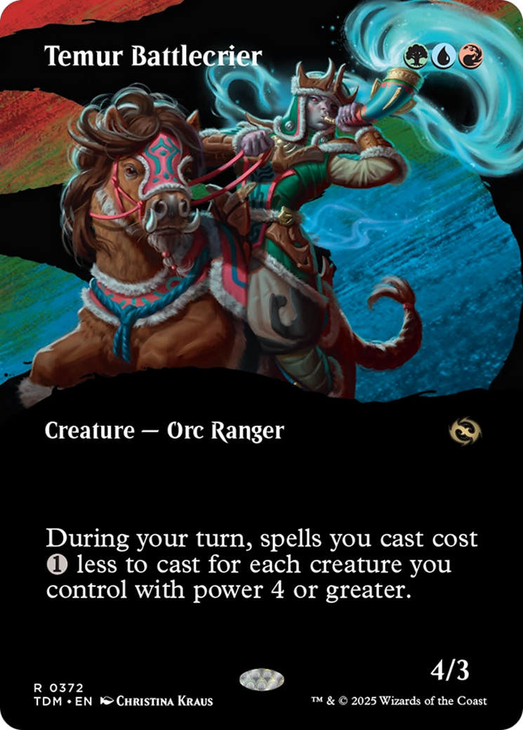 Image of Temur Battlecrier (Borderless) (TDM-372) - Tarkir: Dragonstorm: (Showcase) (Borderless)