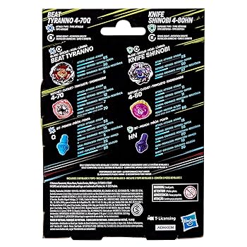 Image of Hasbro Beyblade X Beat Tyranno 4-70Q & Knife Shinobi 4-80HN Dual Pack Set