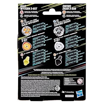 Hasbro Beyblade X Gale Wyvern 3-60T & Sword Dran 3-80B Dual Pack Set