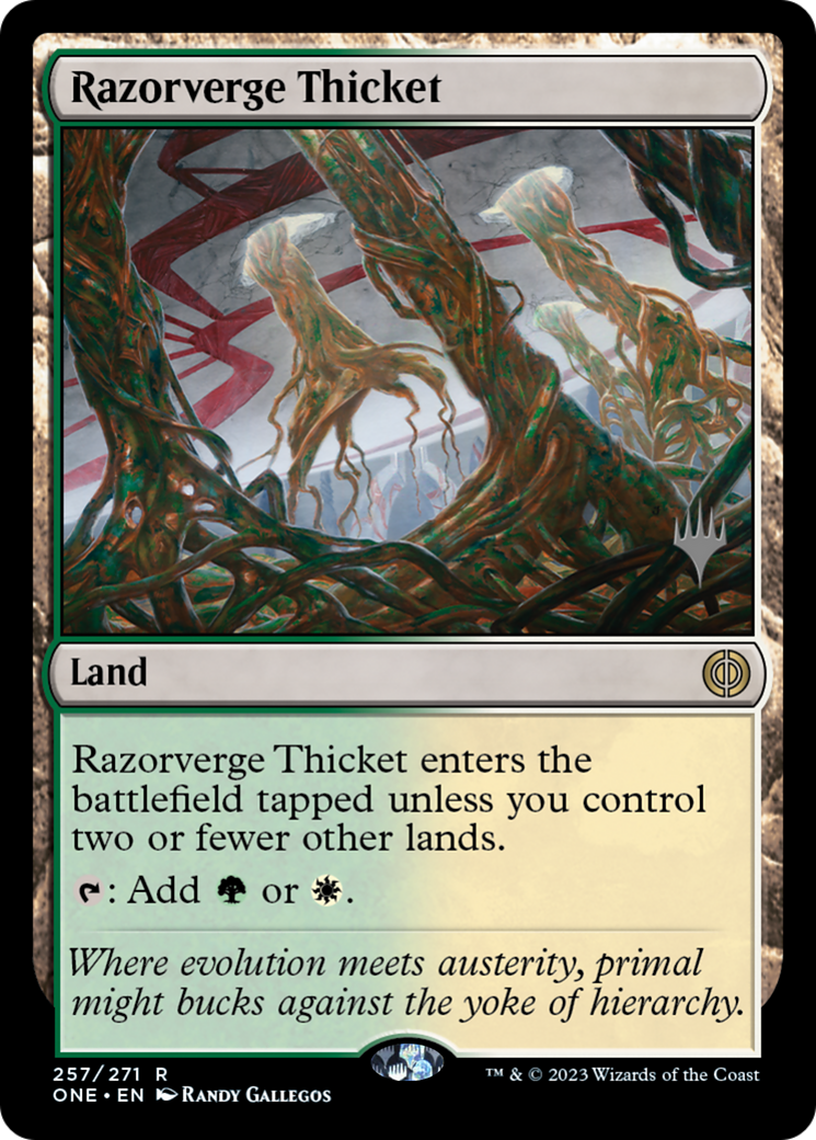 Image of Razorverge Thicket (PPONE-257) - Phyrexia: All Will Be One Promos