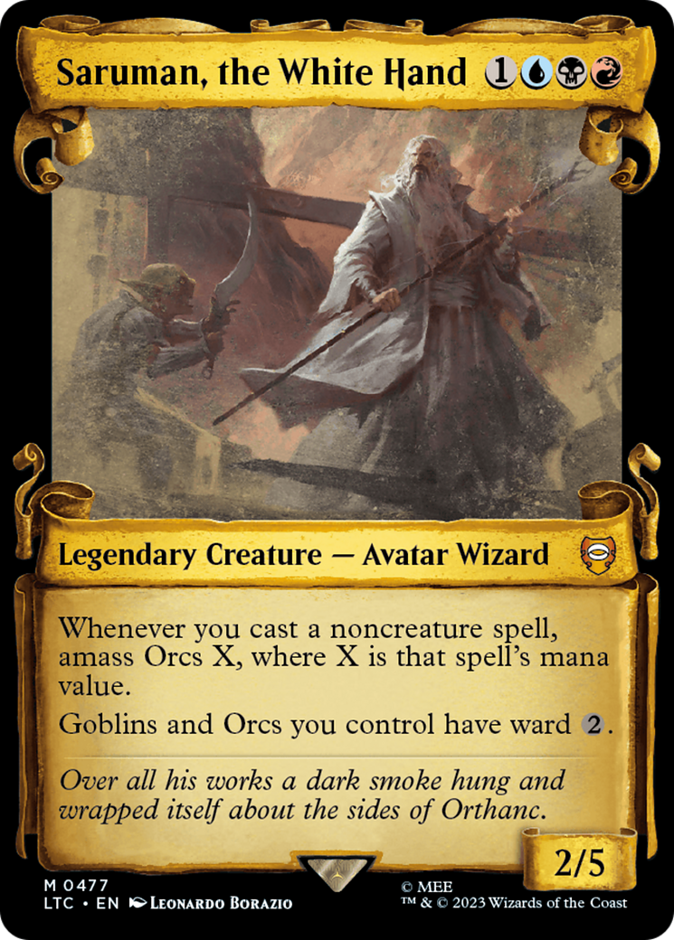 Image of Saruman, the White Hand (Showcase Scrolls) (LTC-477) - Tales of Middle-earth Commander: (Showcase) Foil