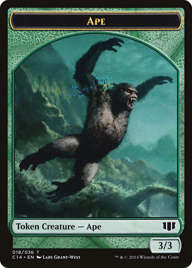 Image of Ape // Zombie (Blue) Double-sided Token (C14-018) - Commander 2014 Tokens
