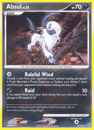 Image of Absol 021/132  - Reverse Holofoil Secret Wonders - Rare