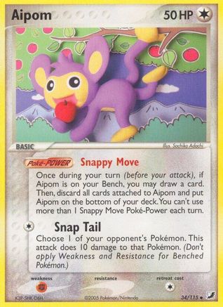Image of Aipom 034  - Reverse Holofoil Unseen Forces - Uncommon