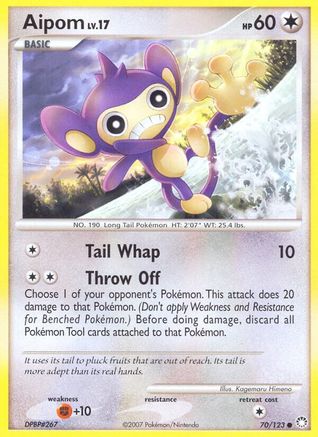 Image of Aipom 070  - Reverse Holofoil Mysterious Treasures - Common