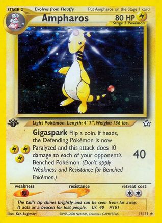 Image of Ampharos 001/111  - 1st Edition Holofoil Neo Genesis - Holo Rare