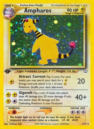 Image of Ampharos 001/64  - Unlimited Holofoil Neo Revelation - Holo Rare