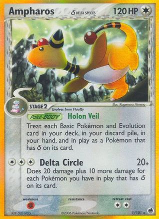Image of Ampharos (Delta Species) 001/101  - Holofoil Dragon Frontiers - Holo Rare
