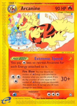 Image of Arcanine 002  Aquapolis - Rare