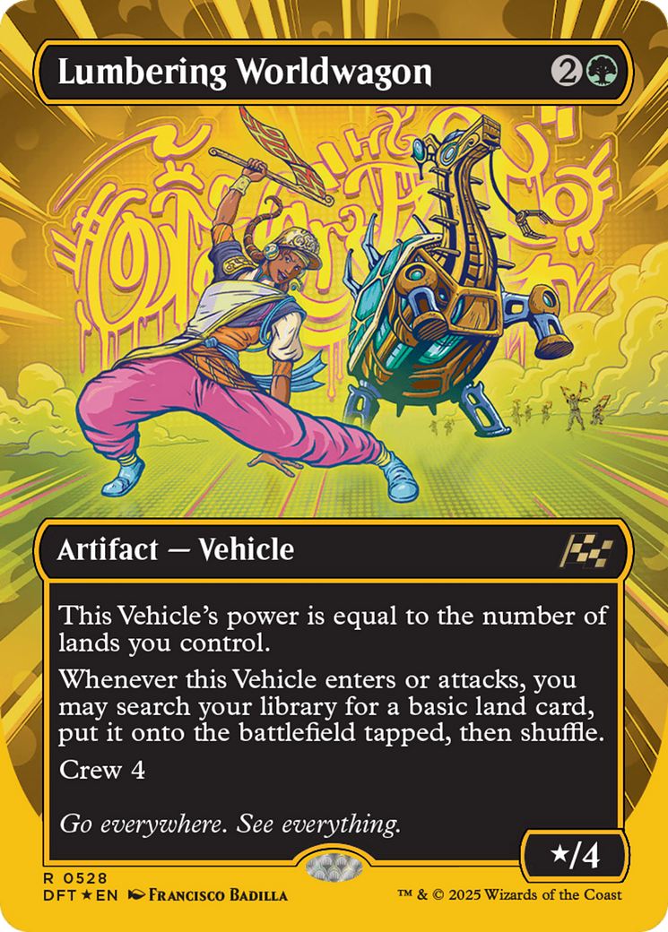 Image of Lumbering Worldwagon (Borderless) (First-Place Foil) (DFT-528) - Aetherdrift (Borderless) Foil