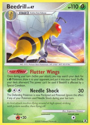Image of Beedrill 015  - Reverse Holofoil Rising Rivals - Rare