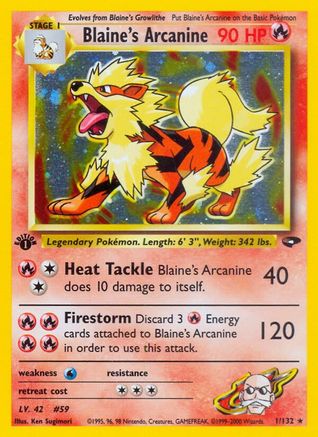 Image of Blaine's Arcanine 001/132  - Unlimited Holofoil Gym Challenge - Holo Rare