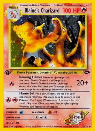 Image of Blaine's Charizard 002/132  - Unlimited Holofoil Gym Challenge - Holo Rare