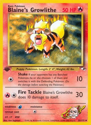 Image of Blaine's Growlithe (35) 035/132  - Unlimited Gym Heroes - Uncommon