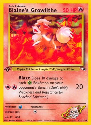 Image of Blaine's Growlithe (62) 062/132  - Unlimited Gym Heroes - Common