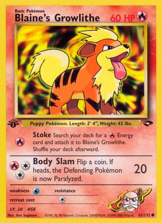 Image of Blaine's Growlithe 062/132  - Unlimited Gym Challenge - Common