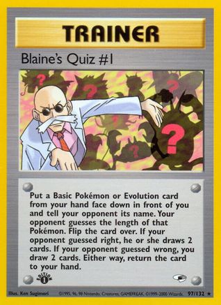 Image of Blaine's Quiz #1 097/132  - Unlimited Gym Heroes - Rare