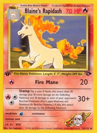 Image of Blaine's Rapidash 033/132  - 1st Edition Gym Challenge - Uncommon