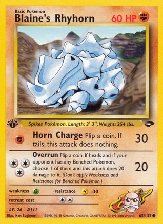 Image of Blaine's Rhyhorn 065/132  - Unlimited Gym Challenge - Common
