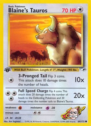 Image of Blaine's Tauros 064/132  - Unlimited Gym Heroes - Common