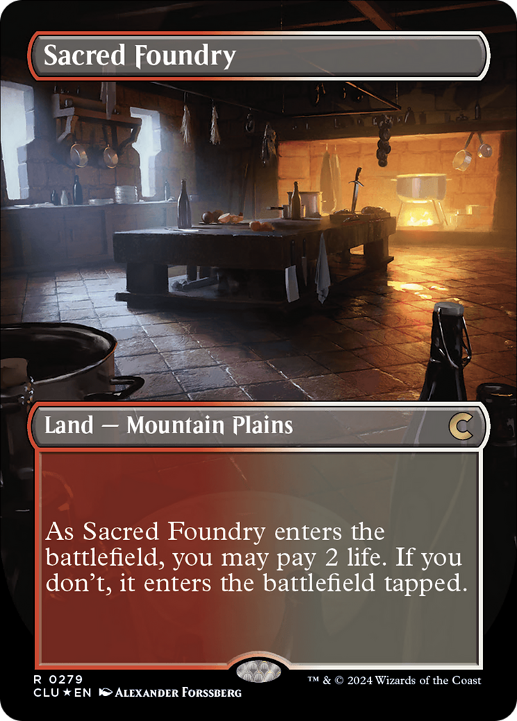 Image of Sacred Foundry (Borderless) (CLU-279) - Ravnica: Clue Edition (Borderless) Foil