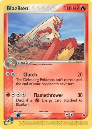 Image of Blaziken 015/109  - Reverse Holofoil Ruby and Sapphire - Rare