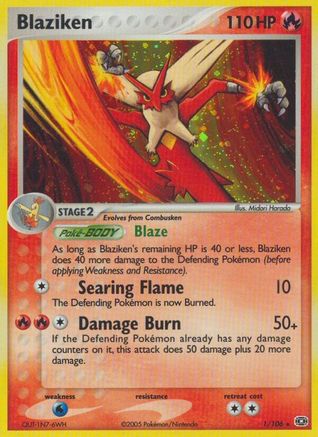 Image of Blaziken 001  - Reverse Holofoil Emerald - Holo Rare