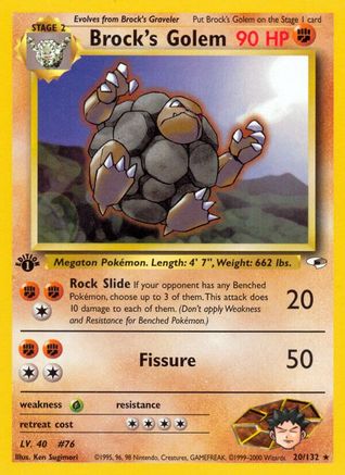 Image of Brock's Golem 020/132  - Unlimited Gym Heroes - Rare