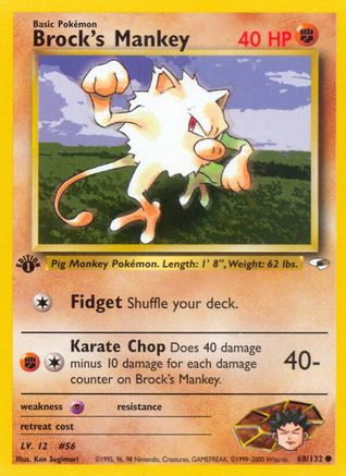 Image of Brock's Mankey (68) 068/132  - 1st Edition Gym Heroes - Common
