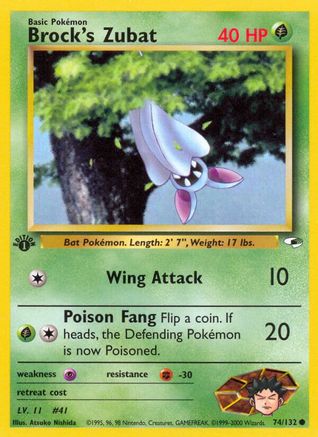 Image of Brock's Zubat (74) 074/132  - Unlimited Gym Heroes - Common