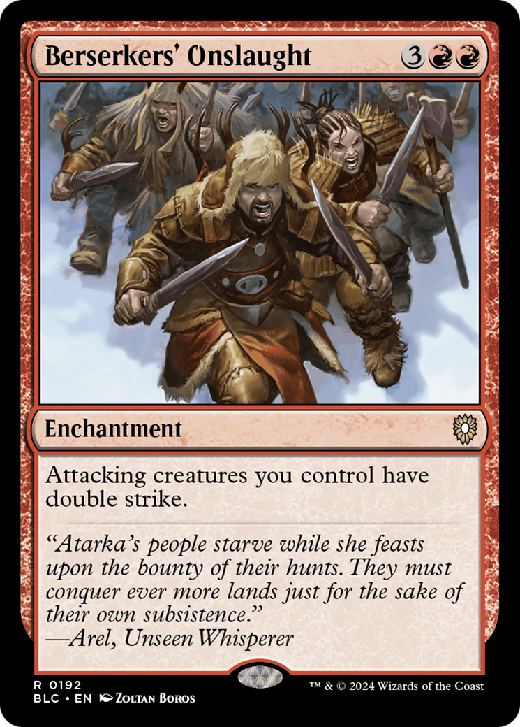 Image of Berserkers' Onslaught (BLC-192) - Bloomburrow Commander