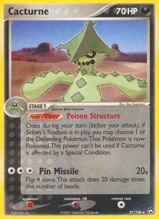 Image of Cacturne 027  - Reverse Holofoil Power Keepers - Uncommon