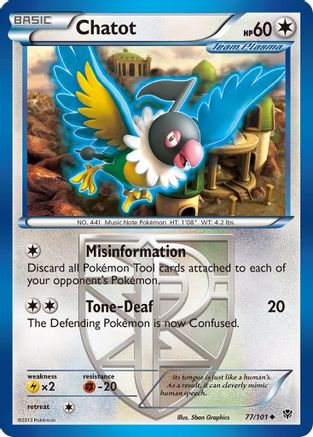 Image of Chatot (Team Plasma) 077  Plasma Blast - Uncommon