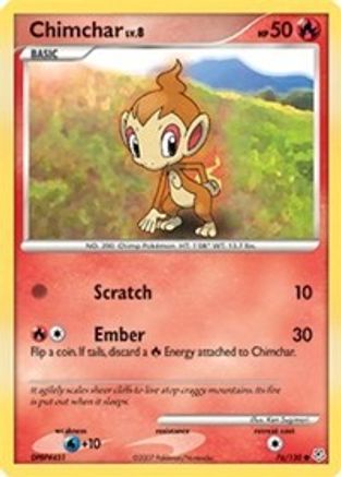 Image of Chimchar 076/130  - Reverse Holofoil Diamond and Pearl - Common