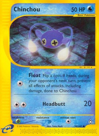 Image of Chinchou (70) 070  - Reverse Holofoil Aquapolis - Common
