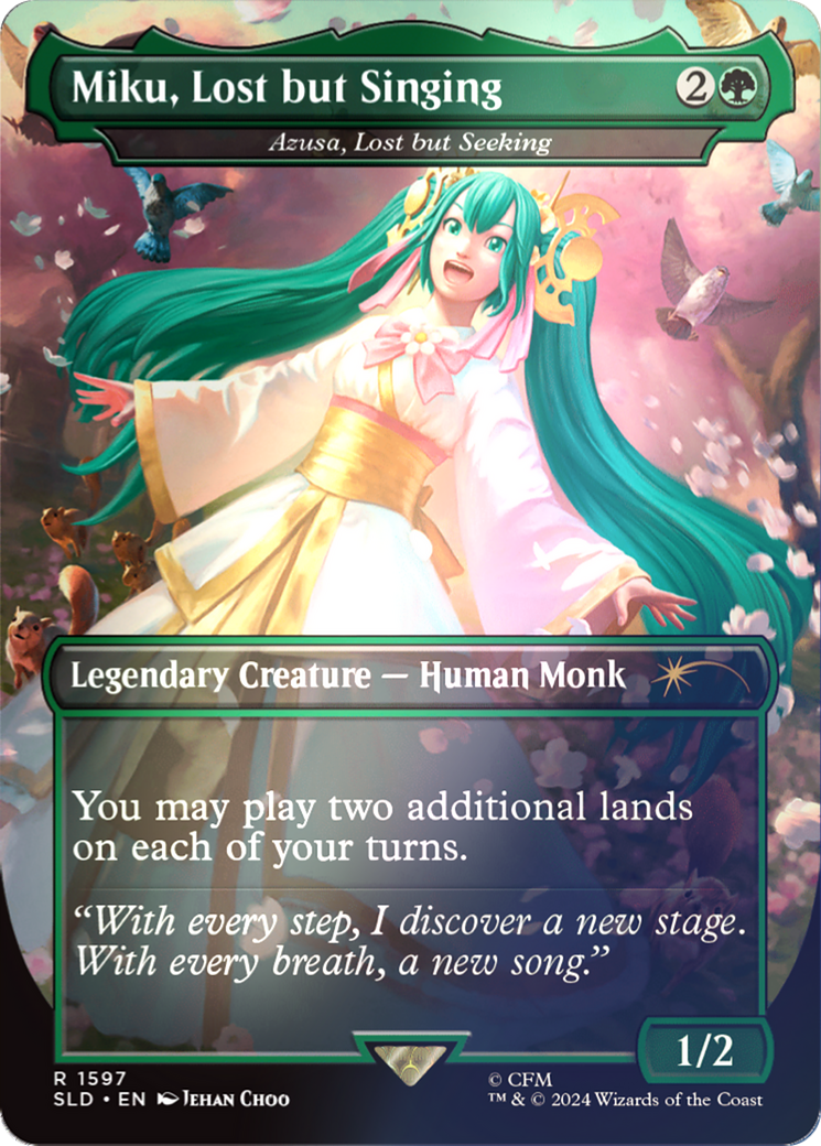 Image of Miku, Lost but Singing - Azusa, Lost but Seeking (Rainbow Foil) (SLD-1597★) - Secret Lair Drop / Miku, Lost but Singing (Borderless) Foil