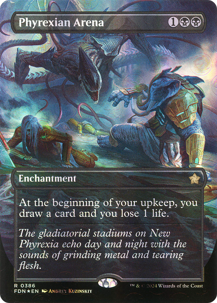 Image of Phyrexian Arena (Borderless) (Mana Foil) (FDN-386) - Foundations: (enchantment) (Borderless) Foil