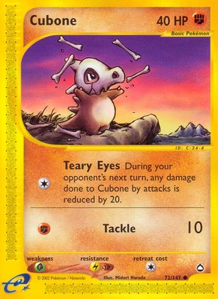 Image of Cubone 072/147  - Reverse Holofoil Aquapolis - Common