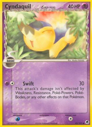 Image of Cyndaquil (Delta Species) 045/101  - Reverse Holofoil Dragon Frontiers - Common