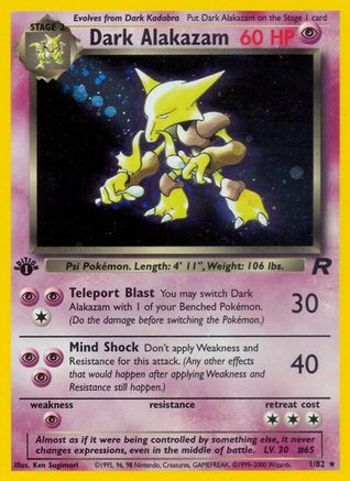 Image of Dark Alakazam (1) 001/82  - Unlimited Holofoil Team Rocket - Holo Rare
