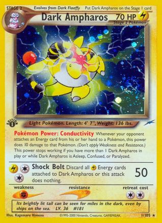 Image of Dark Ampharos 001  - 1st Edition Holofoil Neo Destiny - Holo Rare