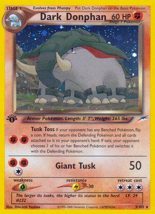 Image of Dark Donphan 003  - Unlimited Holofoil Neo Destiny - Holo Rare