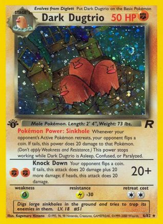 Image of Dark Dugtrio (6) 006/82  - Unlimited Holofoil Team Rocket - Holo Rare